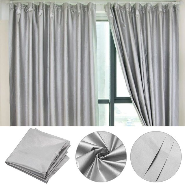 1.5m/1.8m/2m Sunscreen Heat Insulation Double-sided Silver-coated Shade Cloth Curtain Full Blackout Curtain Cloth Shielding