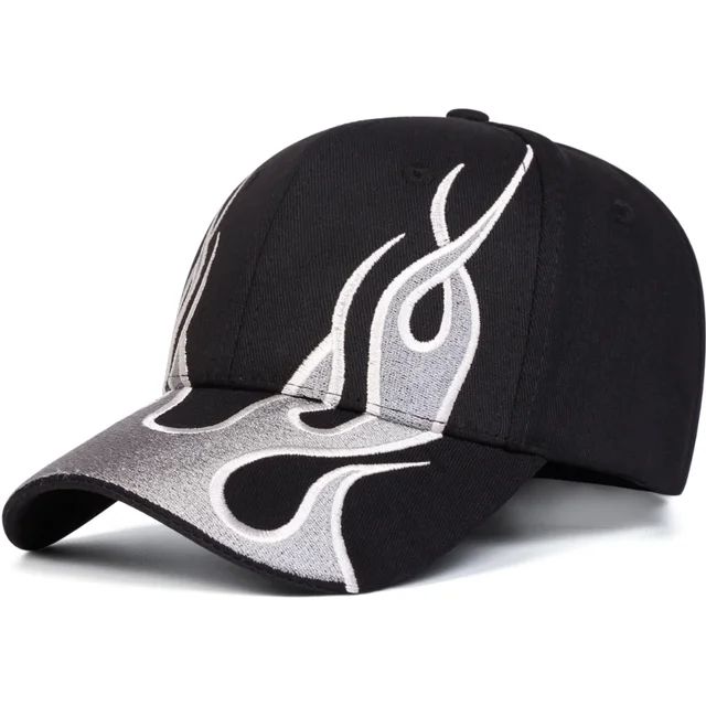 Unisex Flame Embroidery Baseball Caps Spring Autumn Outdoor Adjustable Casual Hats Dad Hat Sunscreen Hat