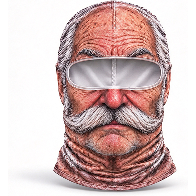 Funny Old Man Ski Mask Realistic Face Balaclava Summer Winter 3D Printed Full Face Mask for Skiing Snowboarding Outdoor Sports