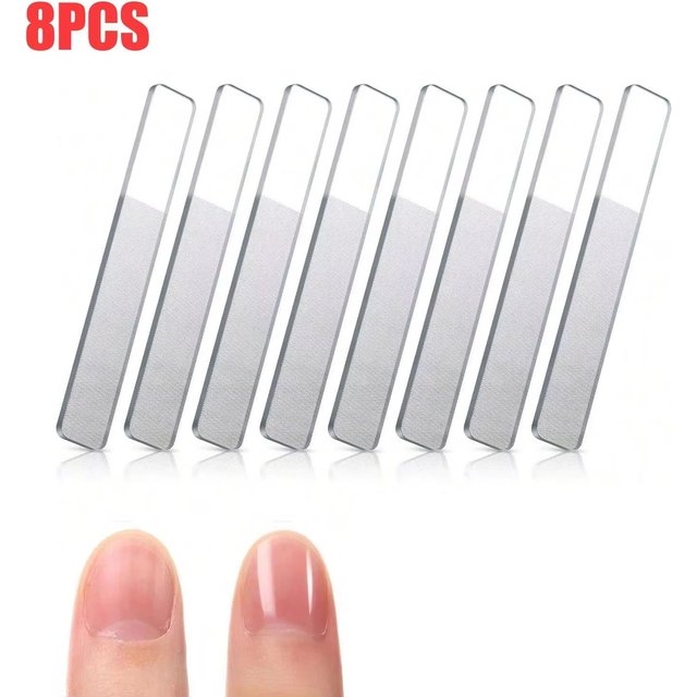 8PCS Portable Nano Glass Nail File, Crystal Glass Nail Polish Nail Care Tool Kit
