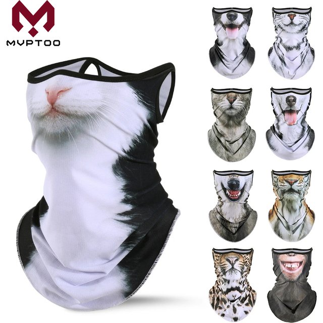 3D Animals Magic Scarf Bandana Breathable Neck Warmer Gaiter Hanging Ear Outdoor Sports Triangle Face Mask Neckerchief Summer