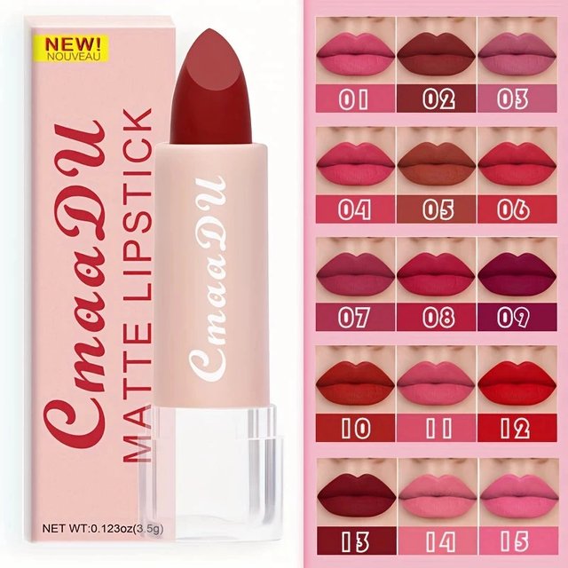 1 Pcs Matte Lipstick Velvet Matte Lipstick Long-Lasting Non-Stick Cup Waterproof Moisturizing Lip Gloss Fashion Classic Shades