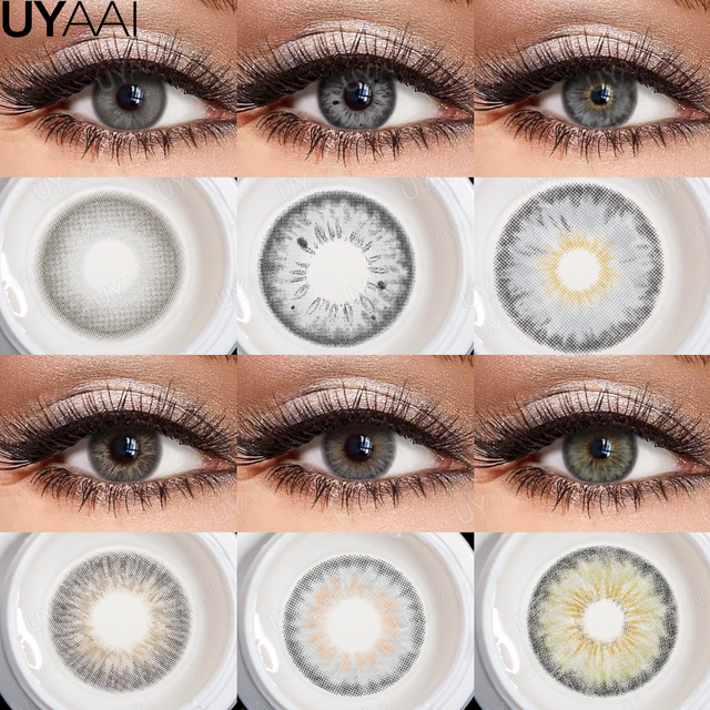 UYAAI Contact Lenses Gray Cosmetic Eyes Colored Lens Natural Pupils Black Makeup Colored Pupils Beauty Black lenses Woman Makeup