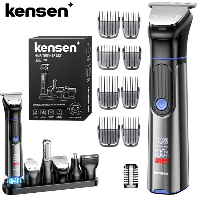 Kensen S38 Electric Hair Trimmer for men 6 in 1 Body Hair Shaver Nose Beard Trimmer IPX6 Waterproof Hair Cutting Machine Barber