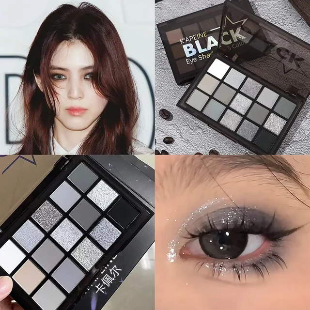 Capel 15 Color Eyeshadow Palette - Matte & Shimmer Dark Smoky Colors for Night Elf Cosplay Valentine's Day Gift Makeup Set