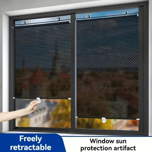 Suction Cup Telescopic Sunshade Sunscreen Curtain Heat Insulation Sunshade