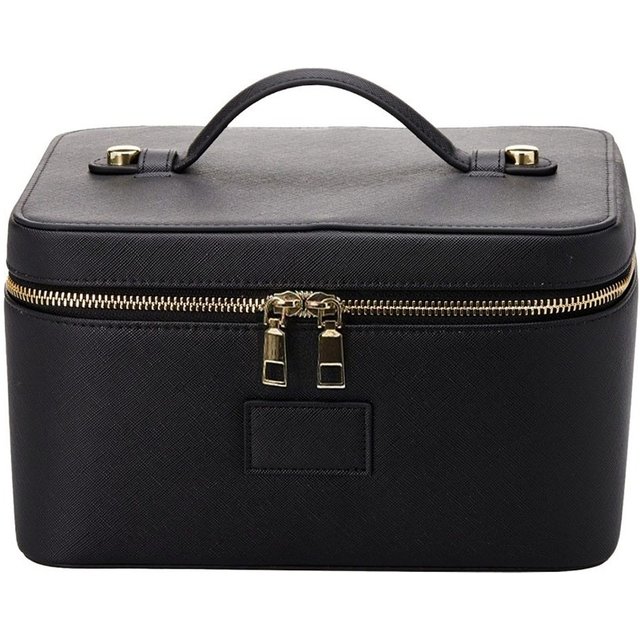 PU Leather Makeup Bag Square Shape Waterproof Toiletry Bag Large Capacity Removable Divider Camera Storage Bag for women & Men