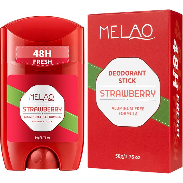 50g Strawberry Flavor Deodorant Stick, Moisturizing and Deodorizing, Fresh Fragrance, Aluminum-Free, 72 Hours of Long-Lasting Fragrance for Daily Armpits, Hands, Foot and Body Deodorizing, with Fresh