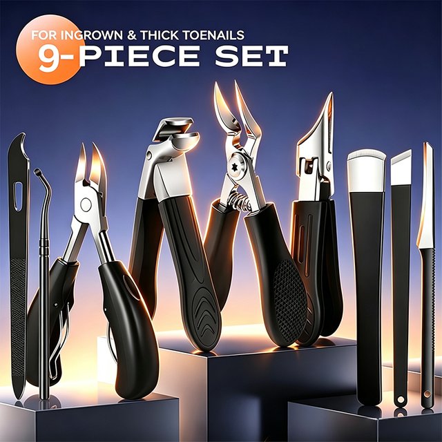 1/9 Pieces Pedicure Tool Set Stainless Steel Toenail Clippers Manicure Kit Foot Nail Trimming Cuticle Remover Tools Foot Care