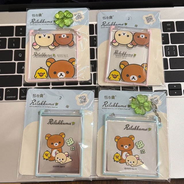 Rilakkuma small mirror portable folding makeup mirror cute girly heart mini