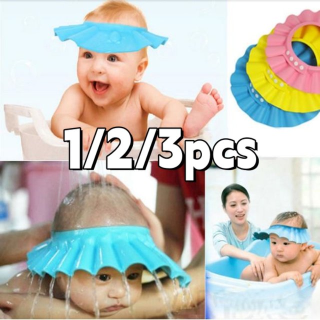1/2/3PCS Adjustable Shower Cap Protect Shampoo For Baby Health Bathing Waterproof Hat Kid Wash Hair Shield Hat