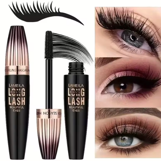 Black Mascara Thickening - Long-Lasting, Volumizing , Fiber Formula with 360° Spiral Brush Waterproof Liquid Fiber Mascara