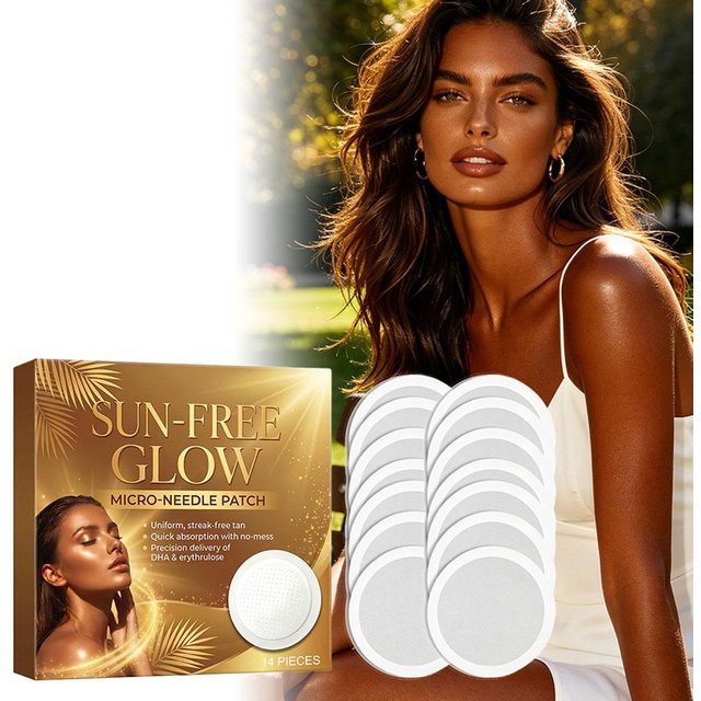 14pcs/box Sun Free Glow Micro-Needle Patch, New Advanced Sunless Tanning Glow Patch, Natural Bronzer Tanning Patches for women