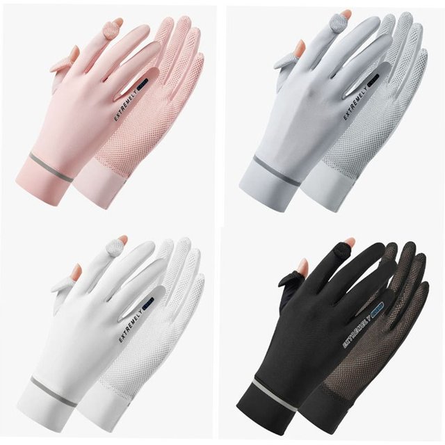 Women Sunscreen Ice Silk Gloves Female Summer Sun Protection Gloves Cycling Driving Mittens Thin Anti-UV Gloves