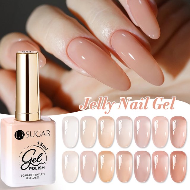 UR SUGAR 15ML Glitter Jelly Gel Nail Polish Summer Popular Color Gel Varnish Soak Off UV/LED Gel Polish For Home Salon Nail Art