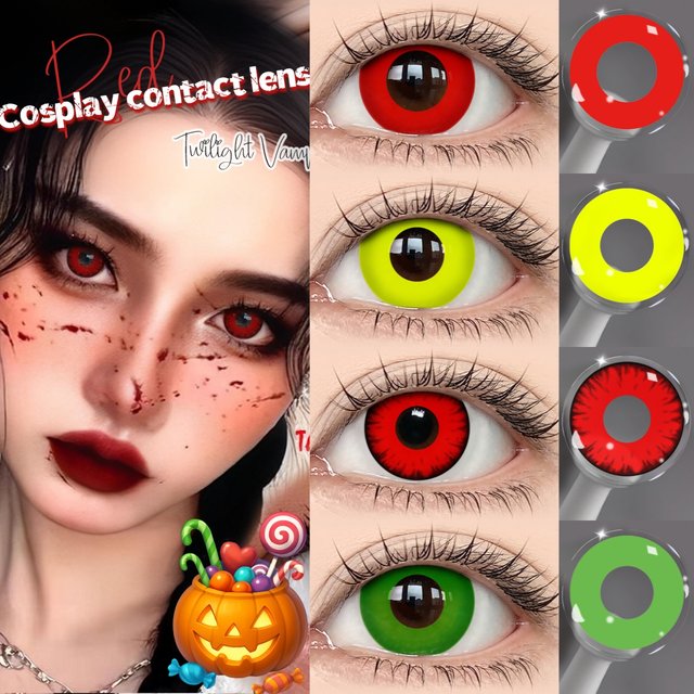 VISUASHOW Anime Cosplay Colored Contacts 14.2mm 6 Months Use Small Pupil Cosmetic Lenses for Coser Halloween Party Character