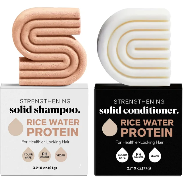 1-3PCS Rice Shampoo & Conditioner Bar Soild Soap for Hair Growth Strengthening Hair Clean Dandruff Nourish Moisturize Hair Care