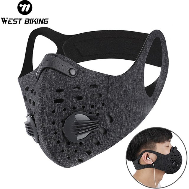 WEST BIKING – masque facial de cyclisme avec filtre, charbon actif, Anti-poussière, Anti-Pollution,