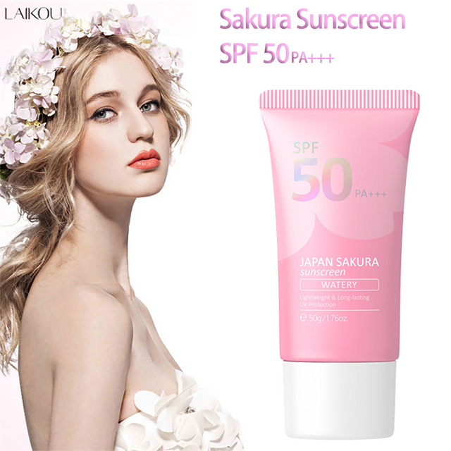 Laikou Sakura Moisturizer Sunscreen Cream Protector Facial Sun Block Spf50 Gel Isolation Lotion Face Suncream 50g