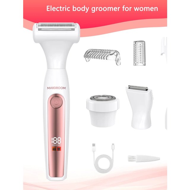 MAXGROOM 4in1 Electric Shaver for women Bikini Trimmer Facial Mustache Shavers Body Underarms Legs Portable Painless Epilator