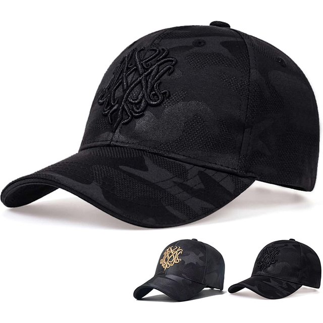 Unisex Black Camouflage Printed Embroidery Baseball Caps Spring and Autumn Outdoor Adjustable Casual Hats Sunscreen Hat