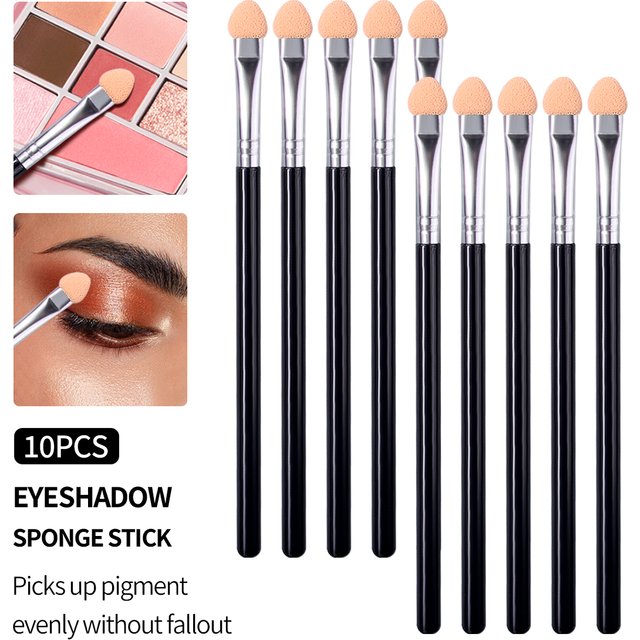 10Pcs Eyeshadow Sponge Sticks, Dual-Ended Eye Makeup Applicators for Precise Application, Portable & Hygienic Brush