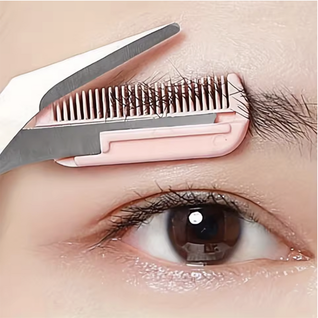 Stainless Steel Eyebrow Scissors with Comb, Precision Brow Trimmer for Eyebrow Shaping, Grooming & Beauty Makeup Tool