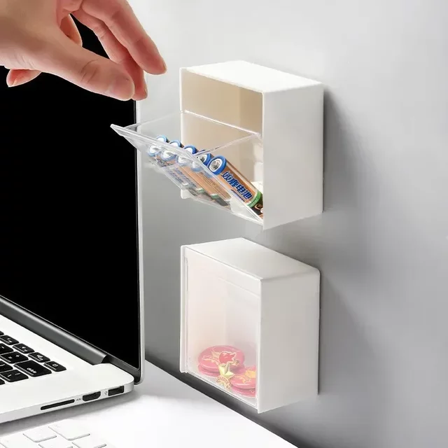 1PC Wall Mounted Cotton Pad Storage Boxes Dustproof Bathroom Organizer for Cotton Swabs Makeup Adhesive Jewelry Holder Box