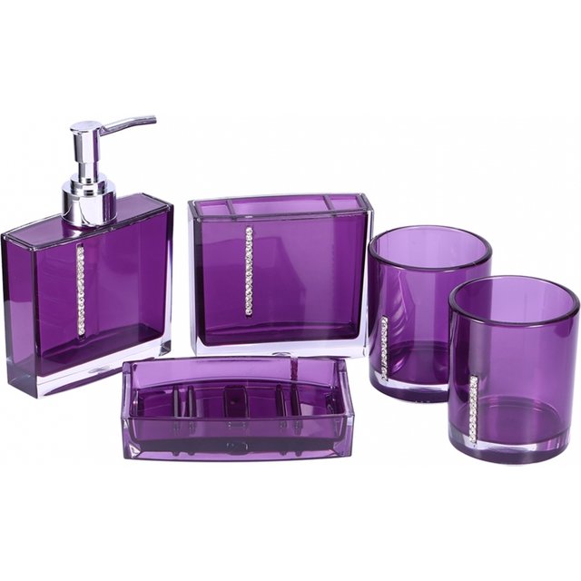 5PCS/Set Acrylic Bathroom Accessories Bath Cup Bottle Toothbrush Holder Soap Dish Household Decoration Bathroom Supplies
