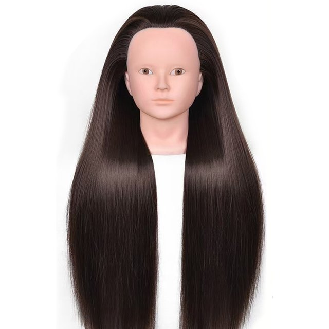 26 Inch Cosmetology Makeup Manikin Doll Head with False Eyelashes Hair Styling Set for Training Practice Braiding