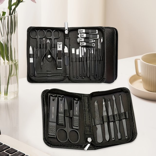 Black Nail Care Set 9/30pcs Professional Clipper Kit for Home And Travel Compact Nail Care Kit Perfect Valentine'S Day