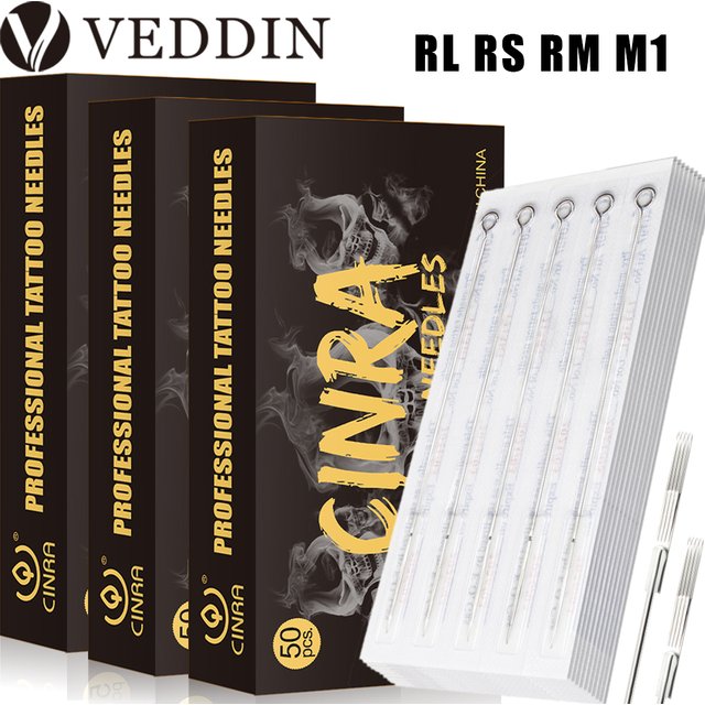 50PCS Sterilized Tattoo Needles Disposable RL RS M1 RM Tattoo Needles for Standard Tattoo Machine & Grips Makeup Machine Supply