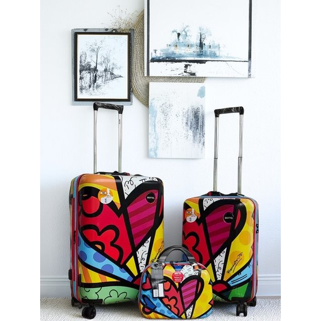 Women's Lightweight Luggage with Heart Pattern - Silent Spinner Wheels, TSA Lock & Makeup Box, Stylish Trolley Case for Travel