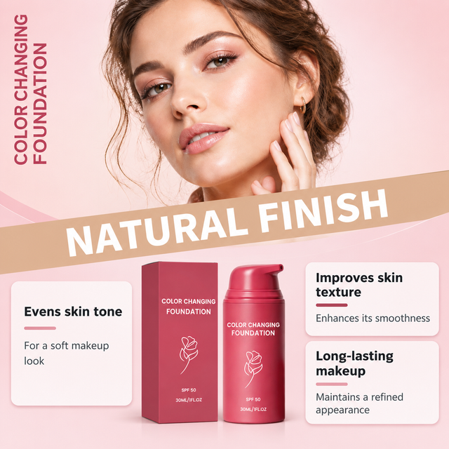 Eelhoe Color Changing Foundation Hydrating Liquid Smooth Fine Texture Skin Fitting Concealer Fine Lines Wrinkles Natural Finish