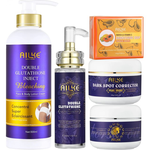 AILKE Glutathione Whitening Skin Care Set for women, Moisturizing, Deeply Clean Skin, Reduce Dark Spots, Hyperpigmentation