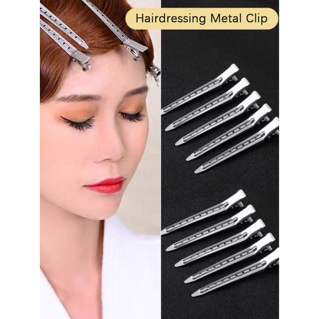 10pcs Hair Care Clips Stainless Steel Hairdressing Sectioning Clips Clamps For Hairdressing Barber Hair Cut Use Styling Tools