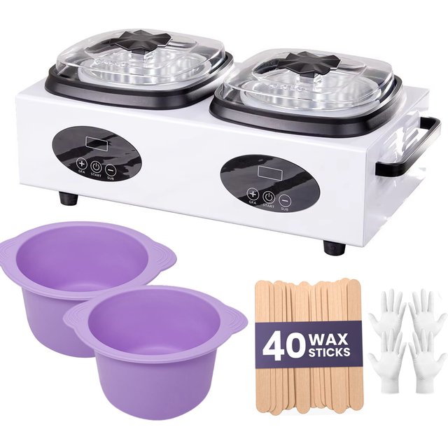 Double Wax Warmer for Hair Removal Wax Heater Machine Women Home Self Waxing Kit for Facial Skin Body Spa