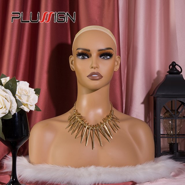 Female Wig Head Mannequin Light Brown Skin Realistic Make Up Mannequin Head Wig Stand 1.8Kg/Pcs Foam Fill Dummy Head For Wigs