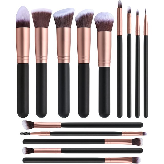 Ensemble de pinceaux de maquillage ultra doux, 14 pièces, Kit cosmétique complet pour le visage, pinceaux pour poudre libre, fard à paupières, blush, pour débutants
