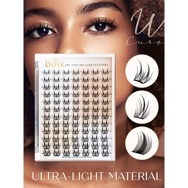 BEFER Anime Lash Clusters Manga Individual Eyelash Extension Ultra Thin False Eyelashes C Curl Cluster Lashes DIY Makeup Tool