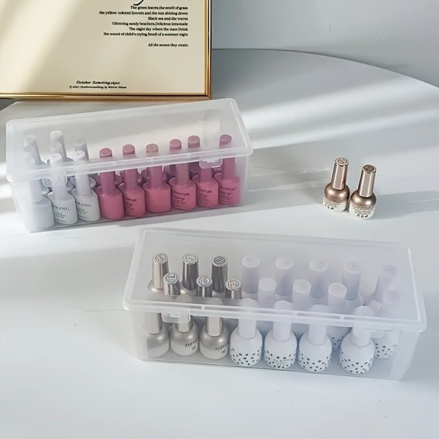 Rectangle Nail Polish Storage Box Large Capacity Plastic Nail Polish Storage Case Transparent Nail Art Organizer Nail Technician