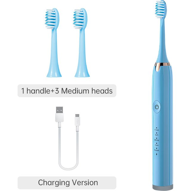 Tongwode Electric Sonic Toothbrush USB Rechargeable Waterproof Electronic Ultrasonic Whitening Tooth Brushes Replacement Heads