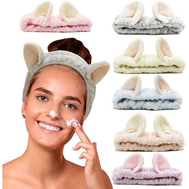 Cute Cat Ears Headbands for women Girls Spa Hairbands Coral Fleece Makeup Head Band Face Wash Headwrap Skincare Hair Accessories