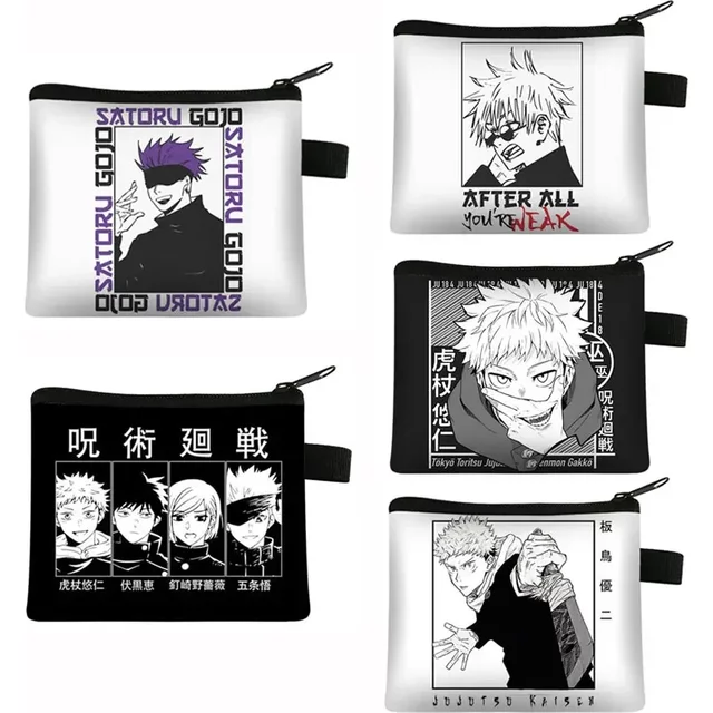 Anime Japan Jujutsu Kaisen Coin Purse Cartoon Gojo Satoru Yuji Itadori Lipstick Bags Women Small Zipper Coin Bag Cute Money Bags