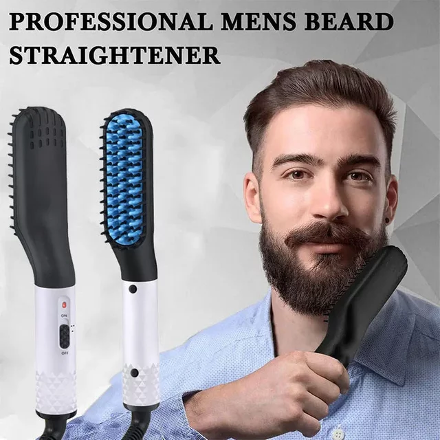 Professional Mini Ceramic Brush Hair Straightener Beard Straightening Comb Beard Hair Brush Men Electric Hair Straightener Comb