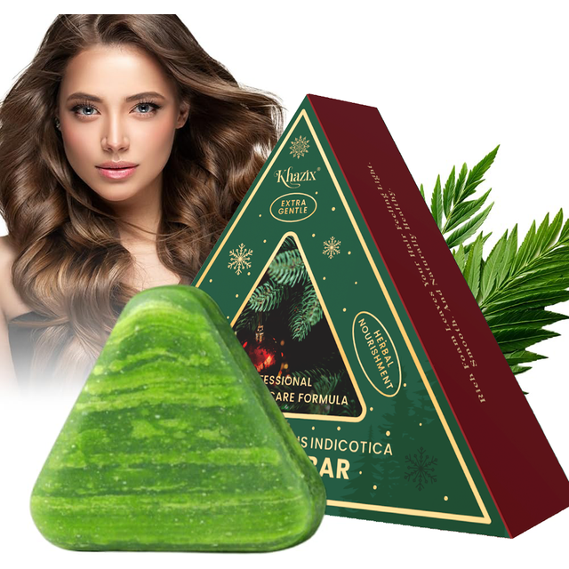 Green Triangle Soap Shampoo Bar with Usman Grass - Natural Cypress Leaf Solid Shampoo Bar for Natural Herbal Hair Care, Calming