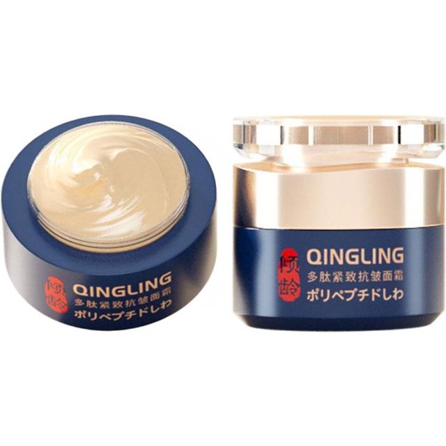 QINGLING Anti Wrinkle Face Cream Polypeptide Firms Skin Texture & Lightens Fine Lines Rejuvenating Repair For Morning Night