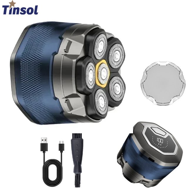 TINSOL Bald Men's Titanium Electric Hair Clipper Razor 6D Magnetic Hair Trimmer Rechargeable Waterproof Facial Repairer
