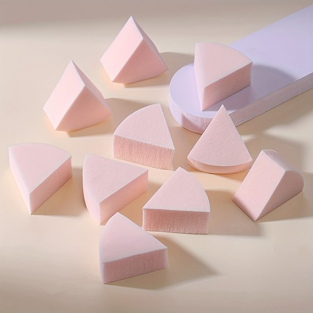 50pcs Triangle Makeup Blender Sponges For Full Face Curve Blending Coverage, Cream, Liquid Foundation, Mini Beauty Applicator
