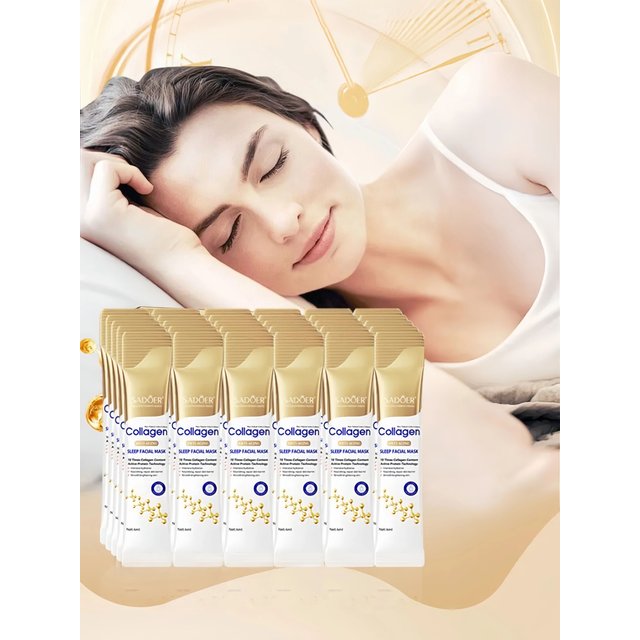 30-Piece Pack of Sadoer Collagen Sleep Mask, Facial Care, Moisturizing, Brightening, Firming, Hydrating Mask, No-Rinse Mask, Makes Skin Look More Delicate